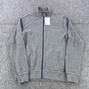 Robert Graham Sweater Mens Small Gray Full Zip Moser Classic Fit Knit Cotton